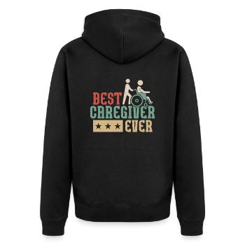 Best Caregiver Ever Caregiving Carer - Unisex Premium Organic Zip Hoodie - black - Back - Nico (187cm)