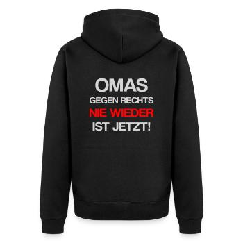 Omas gegen rechts - Unisex Premium Bio Zip Hoodie - Schwarz - Hinten - Nico (187cm)