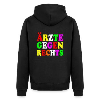 Ärzte gegen rechts - Unisex Premium Bio Zip Hoodie - Schwarz - Hinten - Nico (187cm)