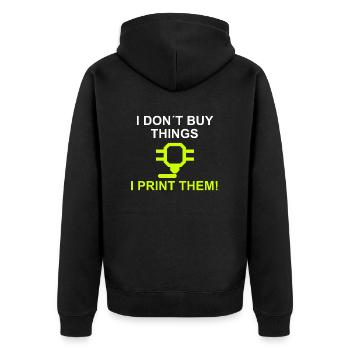 i dont buy things i print them - Unisex Premium Bio Zip Hoodie - Schwarz - Hinten - Nico (187cm)