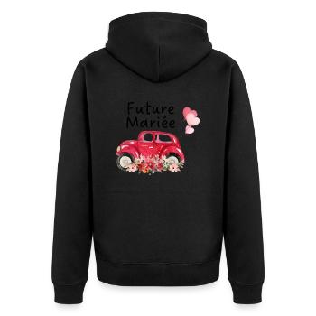 Braut in spe Auto Blumen Braut - Unisex Premium Bio Zip Hoodie - Schwarz - Hinten - Nico (187cm)