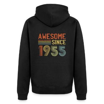 Génial depuis 1955" - Vintage Anniversaire Année Rétro - Veste à capuche bio Premium Unisexe - noir - Dos - Nico (187cm)