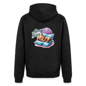 Cute Teddy Bear is always sleepy 1 - Unisex Premium Bio Zip Hoodie - Schwarz - Hinten - Nico (187cm)