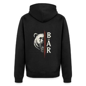 Wilder Bär - Unisex Premium Bio Zip Hoodie - Schwarz - Hinten - Nico (187cm)