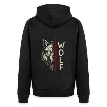 Wolf - Unisex Premium Bio Zip Hoodie - Schwarz - Hinten - Nico (187cm)