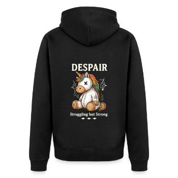 Despair - Unisex Premium Bio Zip Hoodie - Schwarz - Hinten - Nico (187cm)