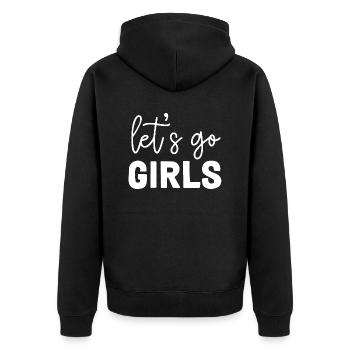 Let's Go Girls Empowerment Botschaft - Unisex Premium Bio Zip Hoodie - Schwarz - Hinten - Nico (187cm)