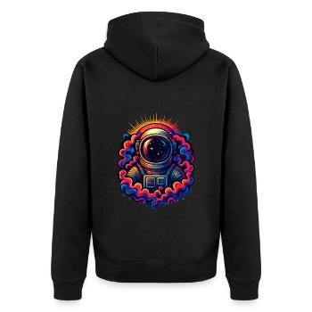 Kosmischer Trip - Unisex Premium Bio Zip Hoodie - Schwarz - Hinten - Nico (187cm)