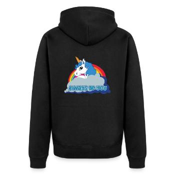 Always be you (Unicorn) - Unisex Premium Bio Zip Hoodie - Schwarz - Hinten - Nico (187cm)