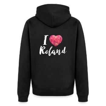 I love Roland Schlager - Unisex Premium Bio Zip Hoodie - Schwarz - Hinten - Nico (187cm)