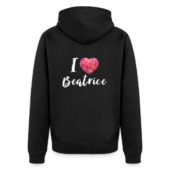 I Love Beatrice - Unisex Premium Bio Zip Hoodie - Schwarz - Hinten - Nico (187cm)