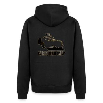 CARIBBEAN Map - Unisex Premium Organic Zip Hoodie - black - Back - Nico (187cm)