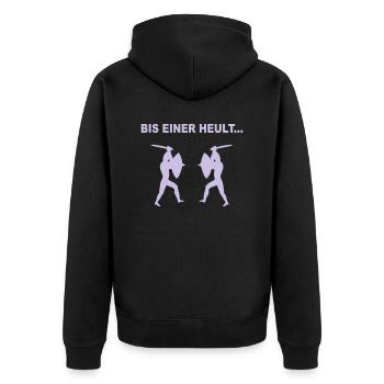 Bis einer heult... - Unisex Premium Bio Zip Hoodie - Schwarz - Hinten - Nico (187cm)