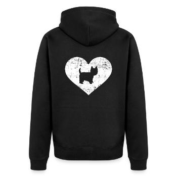 Westie - Unisex Premium Bio Zip Hoodie - Schwarz - Hinten - Nico (187cm)