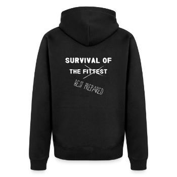 Survival of the Fittest / Best Prepared - Unisex Premium Organic Zip Hoodie - black - Back - Nico (187cm)