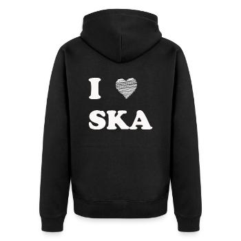 Idée cadeau t-shirt ska musique ragga - Veste à capuche bio Premium Unisexe - noir - Dos - Nico (187cm)