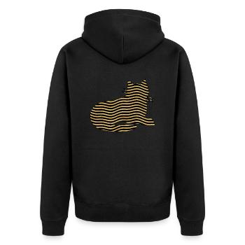 cat - Unisex Premium Organic Zip Hoodie - black - Back - Nico (187cm)