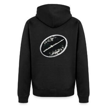 Querflöte sw - Unisex Premium Bio Zip Hoodie - Schwarz - Hinten - Nico (187cm)