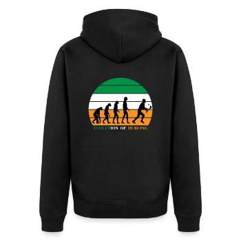 The Evolution of Hurling - Unisex Premium Organic Zip Hoodie - black - Back - Nico (187cm)