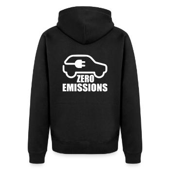 Electric Car Emobility - Unisex Premium Bio Zip Hoodie - Schwarz - Hinten - Nico (187cm)