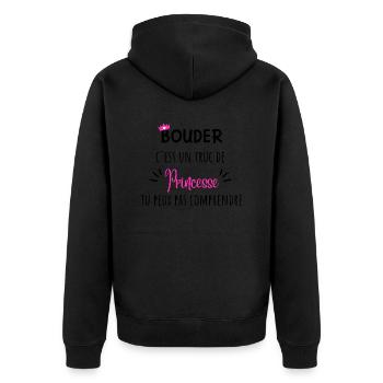 Bouder c’est un truc de princesses idée cadeau - Veste à capuche bio Premium Unisexe - noir - Dos - Nico (187cm)