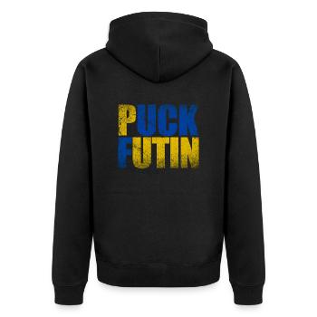 Puck Futin - Unisex Premium Bio Zip Hoodie - Schwarz - Hinten - Nico (187cm)