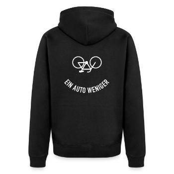 Fahrrad Bike - Ein Auto weniger - Nachhaltigkeit - Unisex Premium Bio Zip Hoodie - Schwarz - Hinten - Nico (187cm)