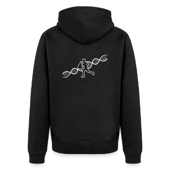 Plogging Geschenk Ploggen Müll sammeln Jogging - Unisex Premium Bio Zip Hoodie - Schwarz - Hinten - Nico (187cm)