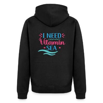 I need Vitamin Sea - Unisex Premium Bio Zip Hoodie - Schwarz - Hinten - Nico (187cm)