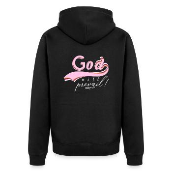 Gott wird siegen - Unisex Premium Bio Zip Hoodie - Schwarz - Hinten - Nico (187cm)
