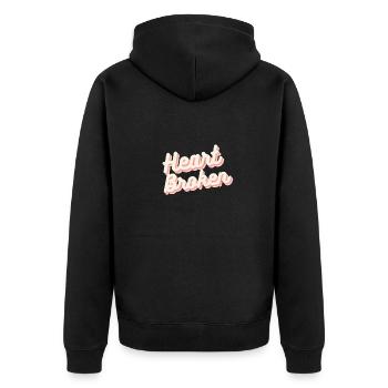 Heart Broken - Unisex Premium Bio Zip Hoodie - Schwarz - Hinten - Nico (187cm)