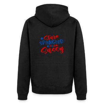 star spangled and sassy 4th of July america - Unisex Premium Organic Zip Hoodie - black - Back - Nico (187cm)