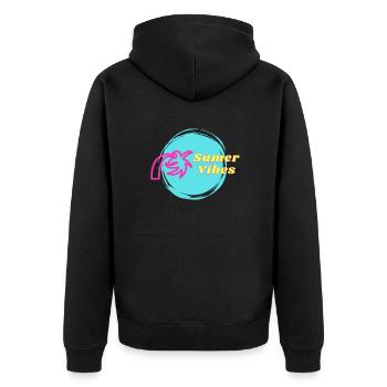 Sumer Vibes - Unisex Premium Bio Zip Hoodie - Schwarz - Hinten - Nico (187cm)