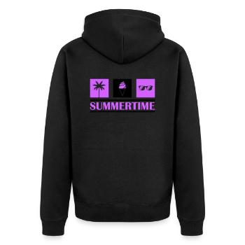 Summertime - Unisex Premium Organic Zip Hoodie - black - Back - Nico (187cm)