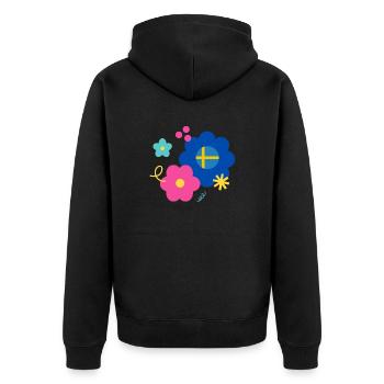 Blommor - Unisex Premium Bio Zip Hoodie - Schwarz - Hinten - Nico (187cm)