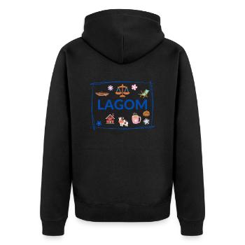 Lagom - Unisex Premium Bio Zip Hoodie - Schwarz - Hinten - Nico (187cm)