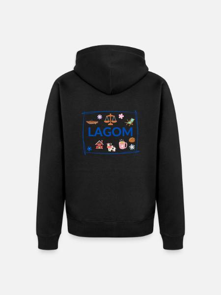 Lagom - Unisex Premium Bio Zip Hoodie - Schwarz