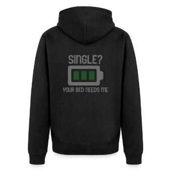 Your Bed needs Me - Unisex Premium Bio Zip Hoodie - Schwarz - Hinten - Nico (187cm)