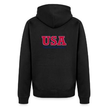 USA Athlétisme - Couleurs Nationales - Amérique - Veste à capuche bio Premium Unisexe - noir - Dos - Nico (187cm)