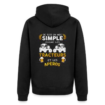 Tracteur Humour Apéro Entre Amis - Veste à capuche bio Premium Unisexe - noir - Dos - Nico (187cm)