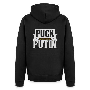 Conception du logo Puck Futin - Veste à capuche bio Premium Unisexe - noir - Dos - Nico (187cm)