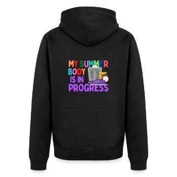 My Summer Body is in Progress - Unisex Premium Organic Zip Hoodie - black - Back - Nico (187cm)