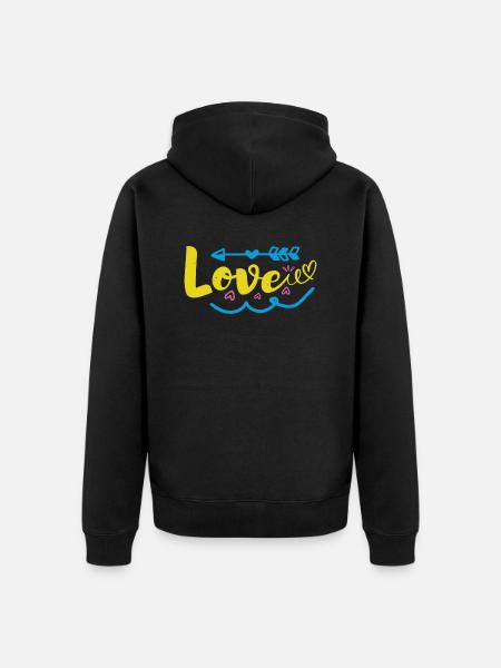 LOVE Funny, - Unisex Premium Organic Zip Hoodie - black