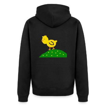 Huhn - Unisex Premium Bio Zip Hoodie - Schwarz - Hinten - Nico (187cm)
