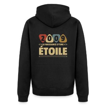 date de naissance 2009 / anniversaire année 2009 - Veste à capuche bio Premium Unisexe - noir - Dos - Nico (187cm)