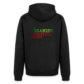 Veganism is a Political Choice - Unisex Premium Organic Zip Hoodie - black - Back - Nico (187cm)
