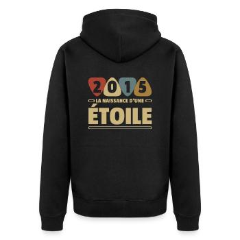 2015 date de naissance / anniversaire année 2015 - Veste à capuche bio Premium Unisexe - noir - Dos - Nico (187cm)