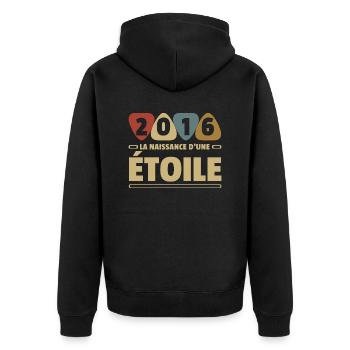 2016 date de naissance / anniversaire année 2016 - Veste à capuche bio Premium Unisexe - noir - Dos - Nico (187cm)