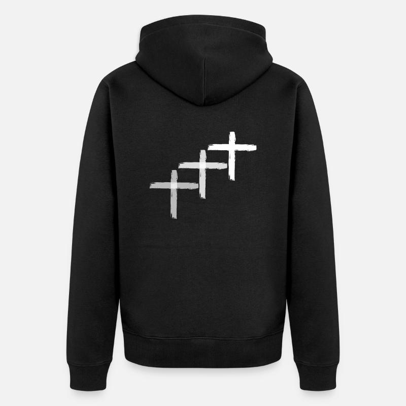 Croix 3 blanc - Veste à capuche bio Premium Unisexe - noir