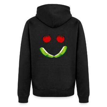 Smile Tomatoes - Unisex Premium Bio Zip Hoodie - Schwarz - Hinten - Nico (187cm)